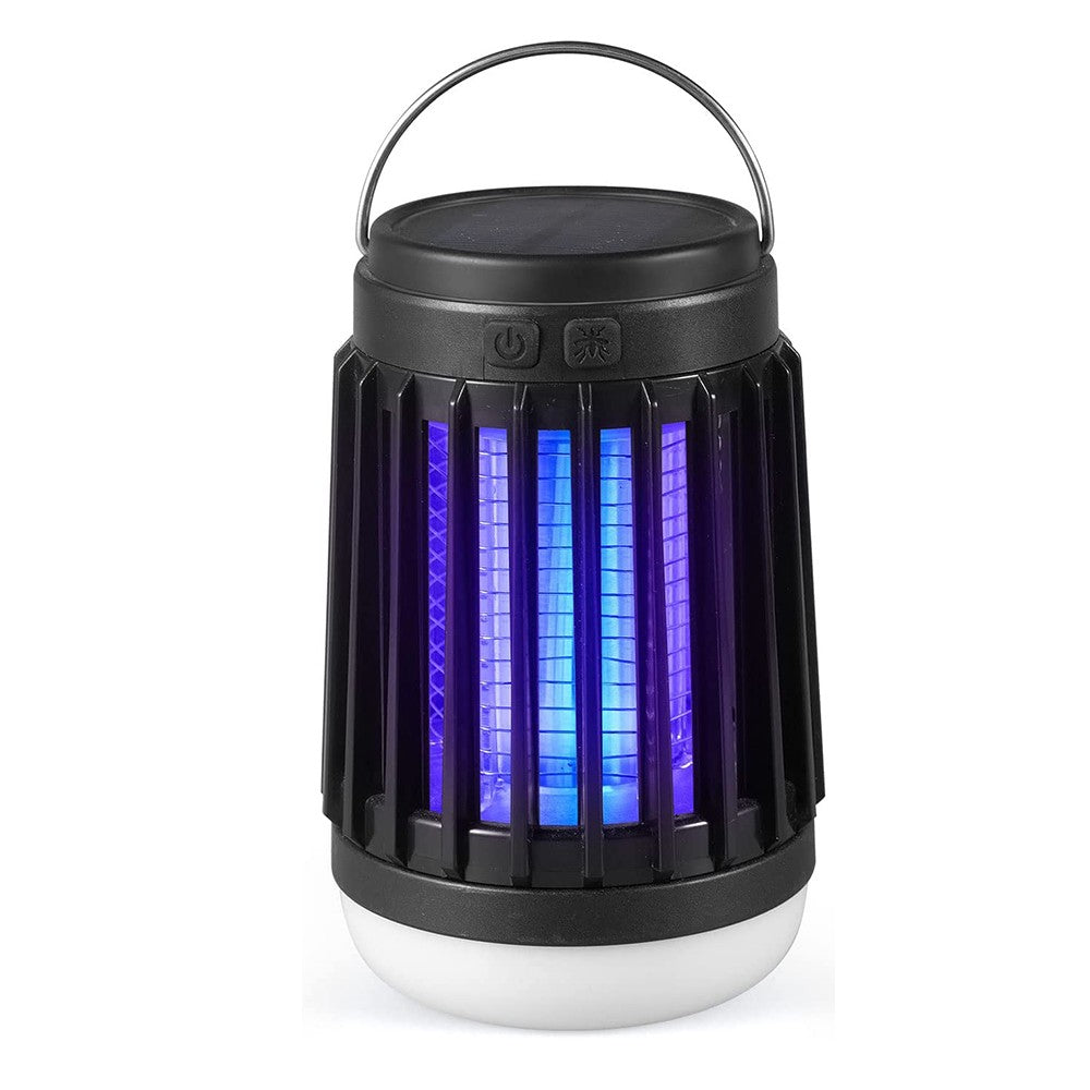 2Pcs Solar and USB Charging Mosquito Killer Camp Lamp Flashlight Black