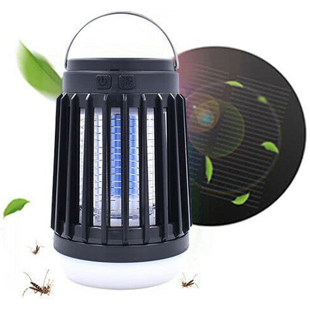 1Pc Solar and USB Charging Mosquito Killer Camp Lamp Flashlight Black