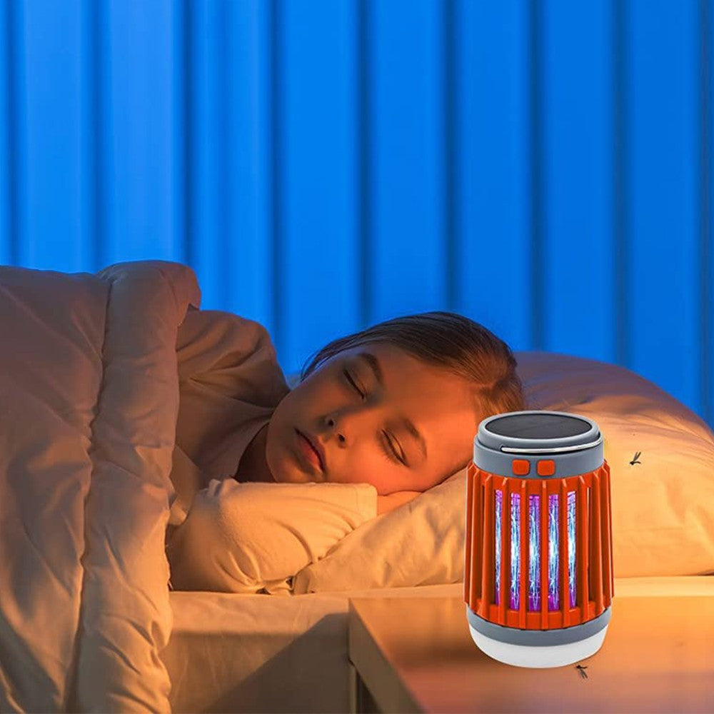 1Pc Solar and USB Charging Mosquito Killer Camp Lamp Flashlight Orange