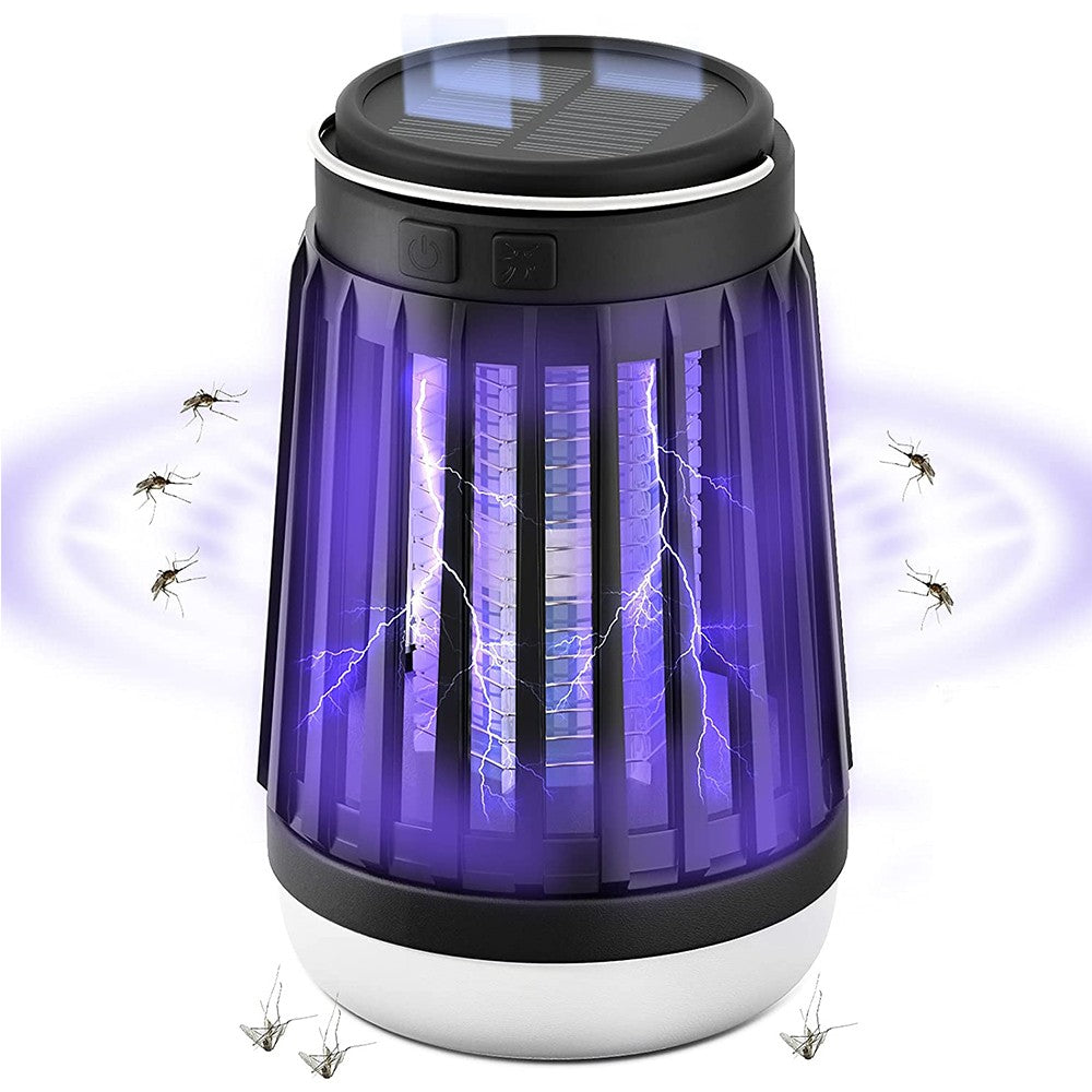 2Pcs Solar and USB Charging Mosquito Killer Camp Lamp Flashlight Black