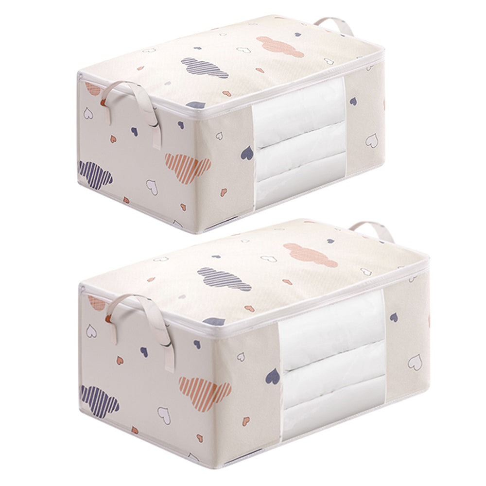 2 X Quilt Storage Bag Clothes Storage Bag Blanket Organizer Beige