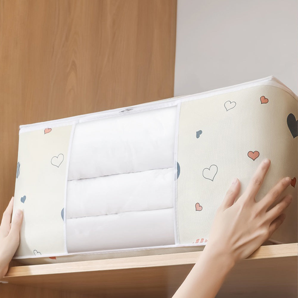 2 X Quilt Storage Bag Clothes Storage Bag Blanket Organizer Beige