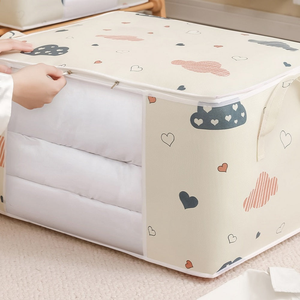 2 X Quilt Storage Bag Clothes Storage Bag Blanket Organizer Beige