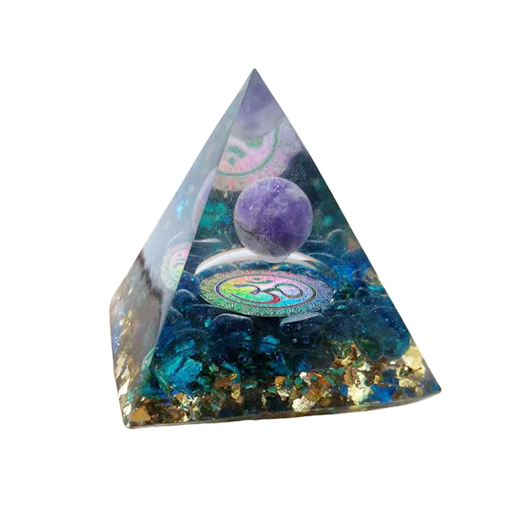 2X Amethyst Stone Sphere Orgonite Pyramid Obsidian Chakra Stone Decor Style 1 2