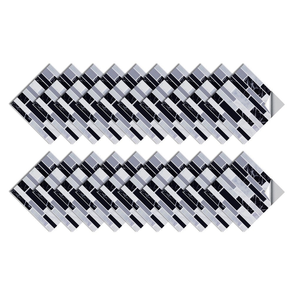 20 X Self Adhesive Imitation Marbling Tile Stickers Black