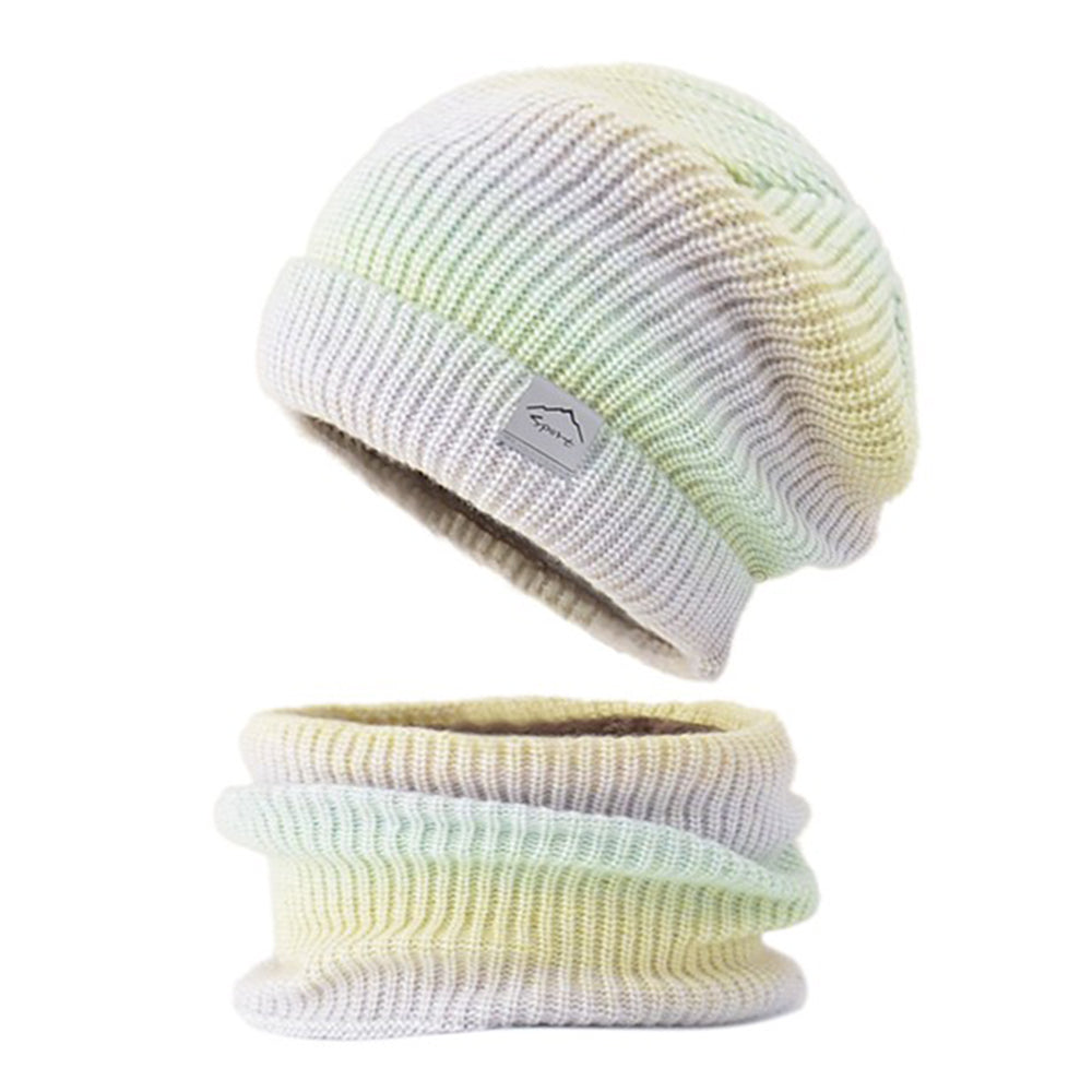 2Pcs Fleece Lined Gradient Hat and Snood Set Yellow