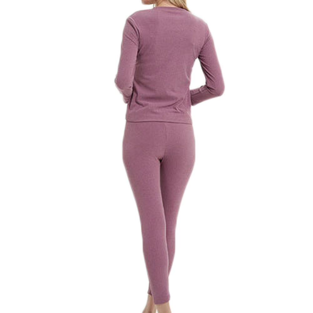 Women Thermal Underwear Shirt Leggings Winter Warm Top Bottom Set Purple NZ 8