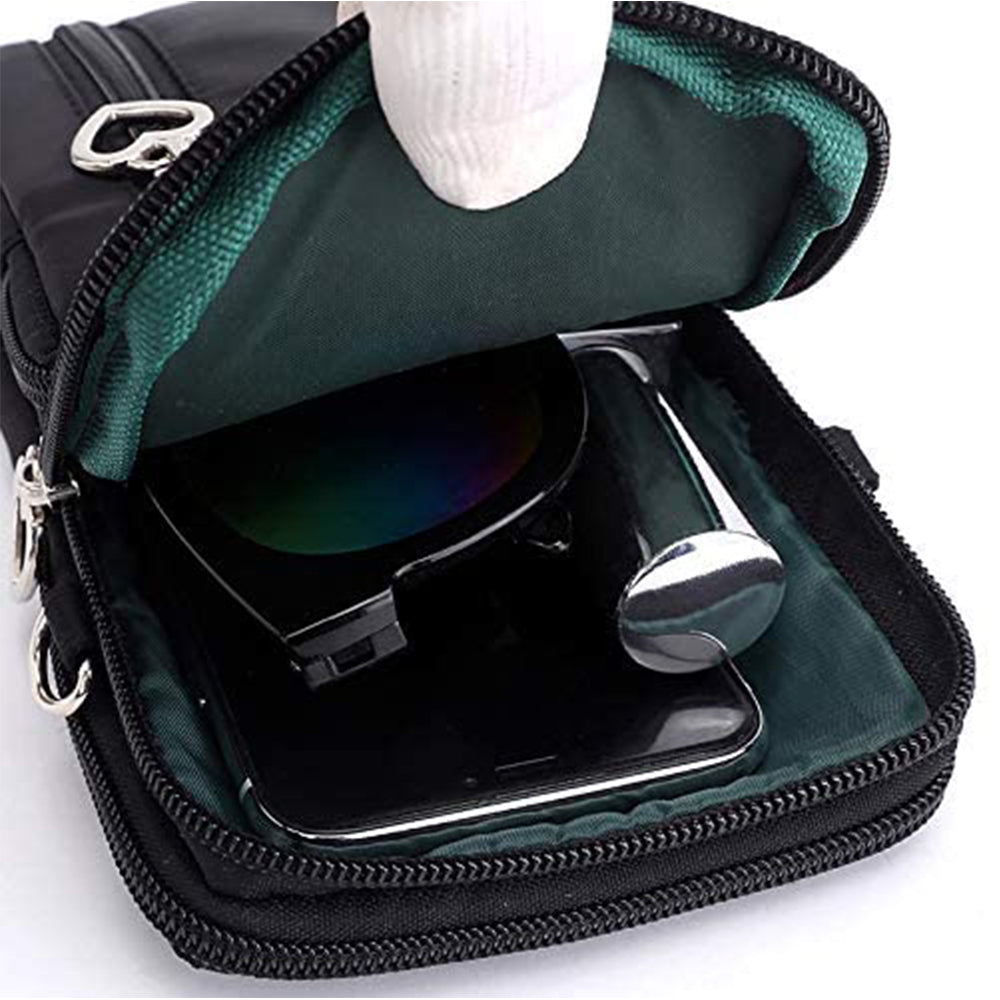 2Pcs Multi Pocket Crossbody Phone Bag Wallet Black and Blue