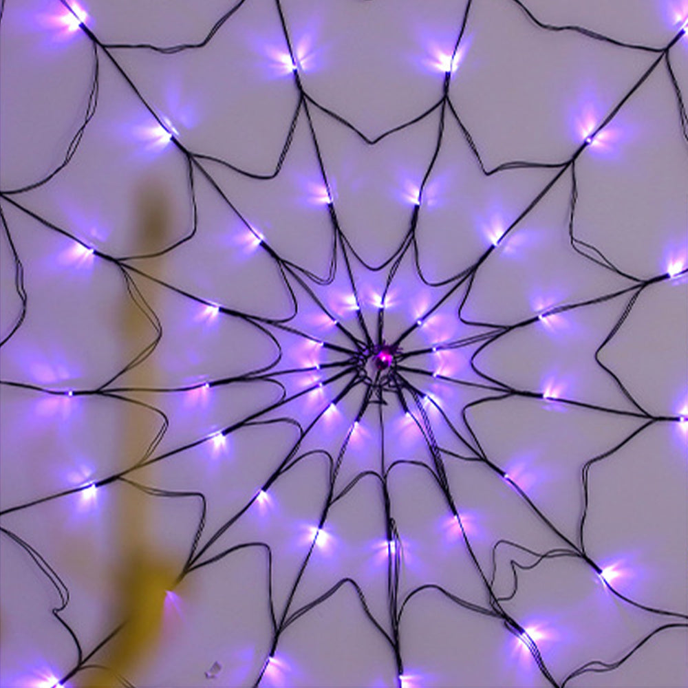2Pcs Halloween Led Spider Web Light Purple Lights