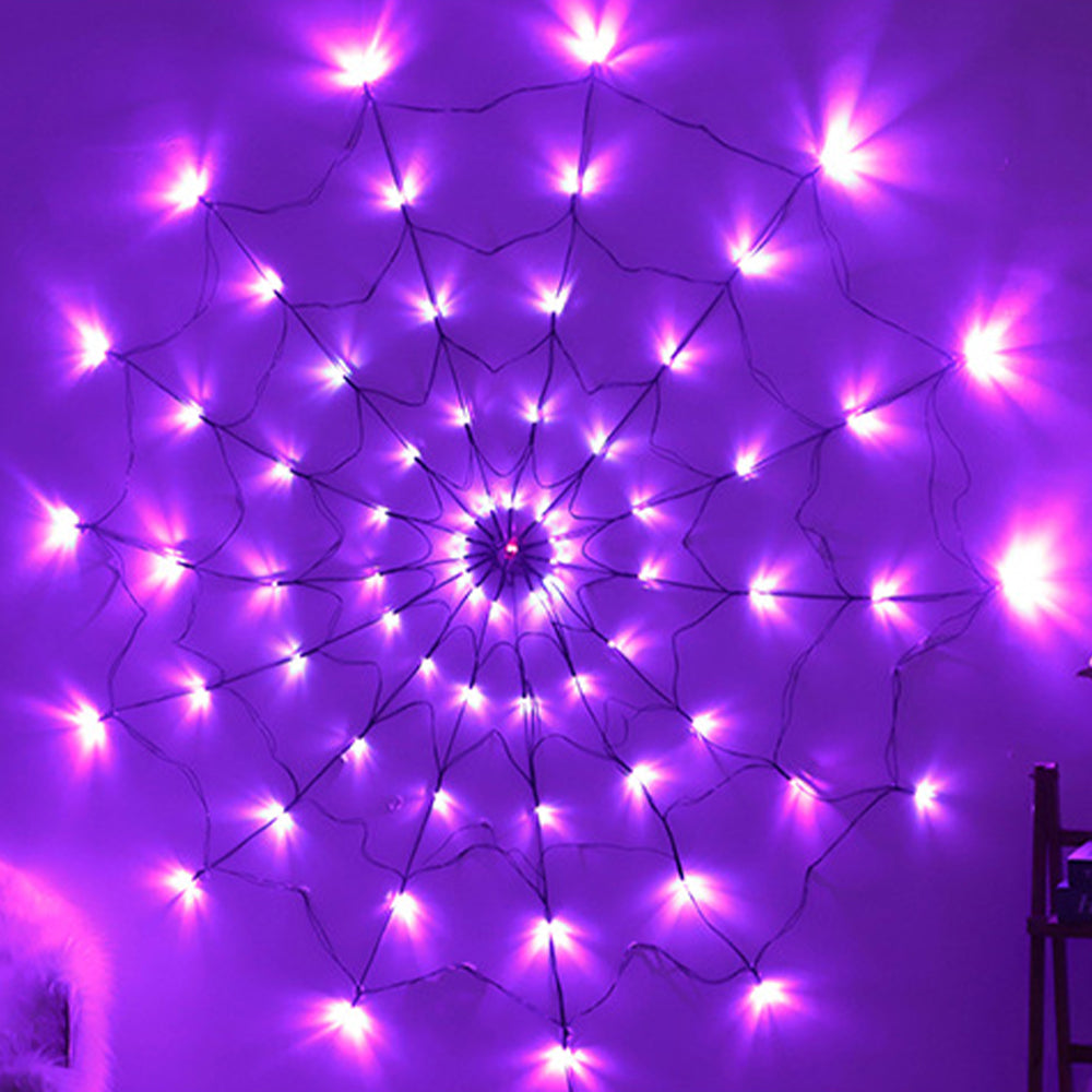 2Pcs Halloween Led Spider Web Light Purple Lights