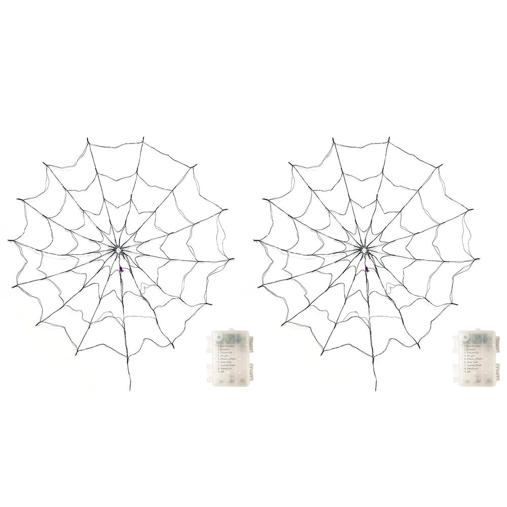 2Pcs Halloween Led Spider Web Light Purple Lights
