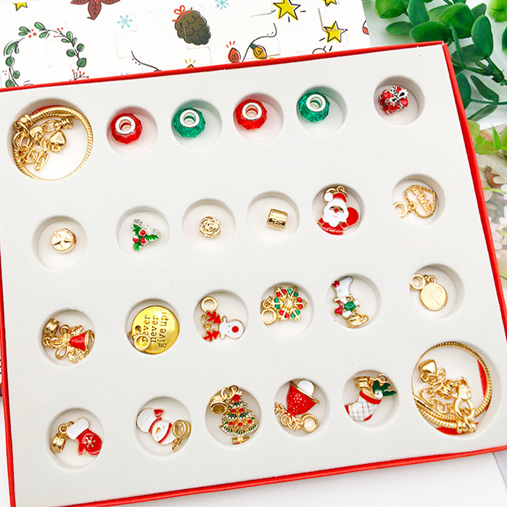 1 Set of Christmas Advent Calendar Blind Box with DIY Charm Bracelets
