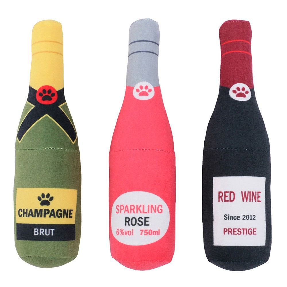 3Pcs Pet Dog Squeaky Toys Wine Bottle Dog Chew Squeaky Toy Teeth Cleaning Toy