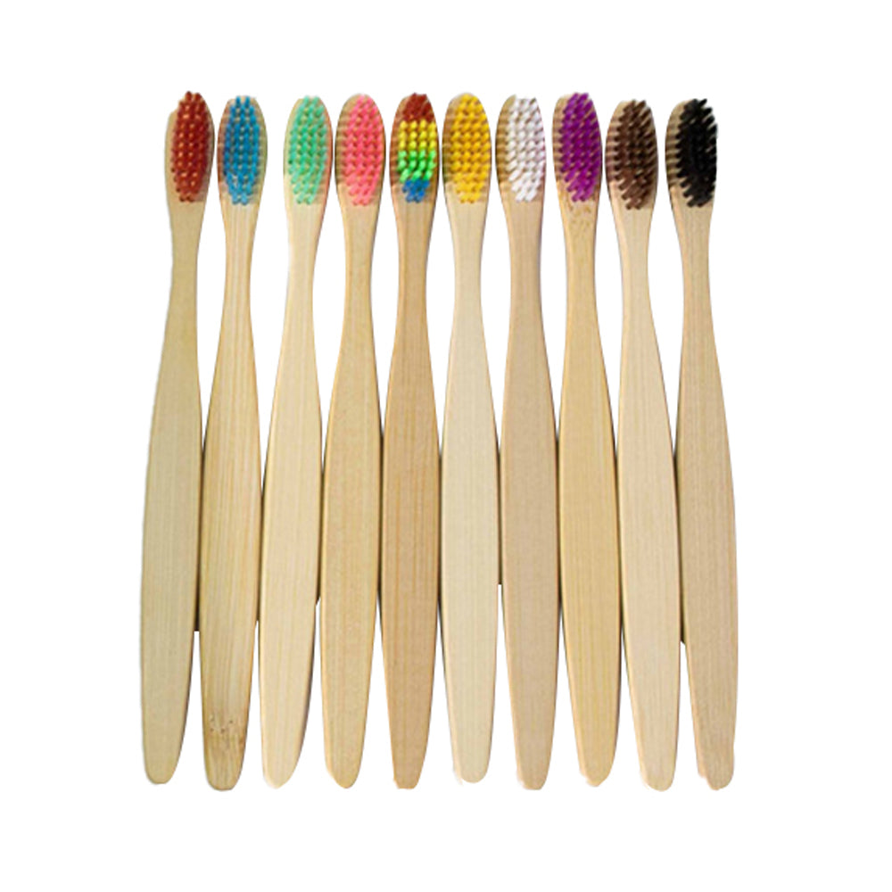 10 X Soft Bristles Bamboo Toothbrushes Rainbow Color Bristle Brushes