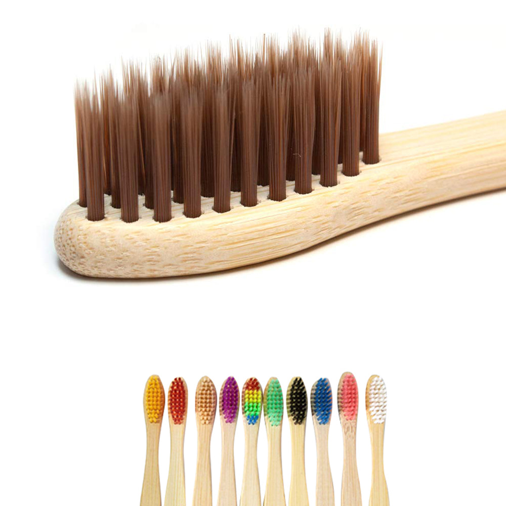 10 X Soft Bristles Bamboo Toothbrushes Rainbow Color Bristle Brushes