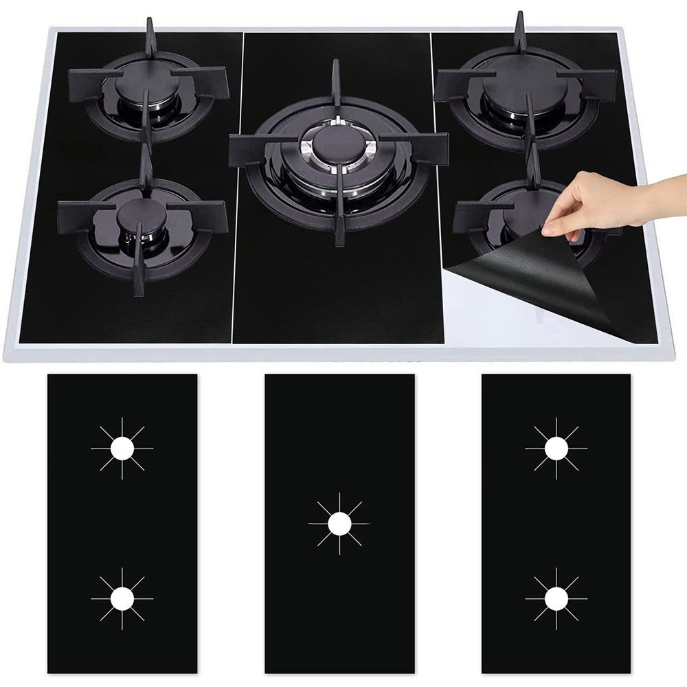 2 X Set of 3Pcs Non-Stick Gas Stove Protector Mat Reusable Burner Covers Pad