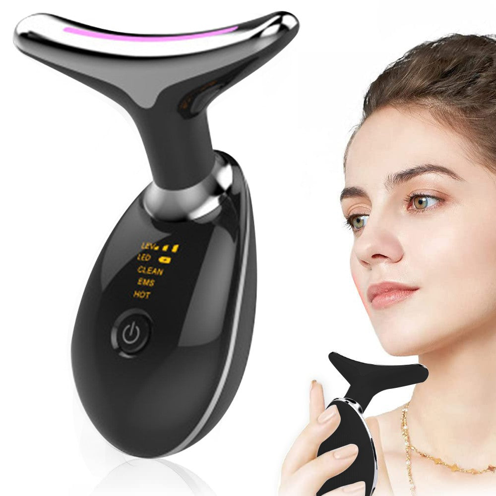 EMS Face Neck Massager Anti-Wrinkle Skin Lifting Beauty Device Black