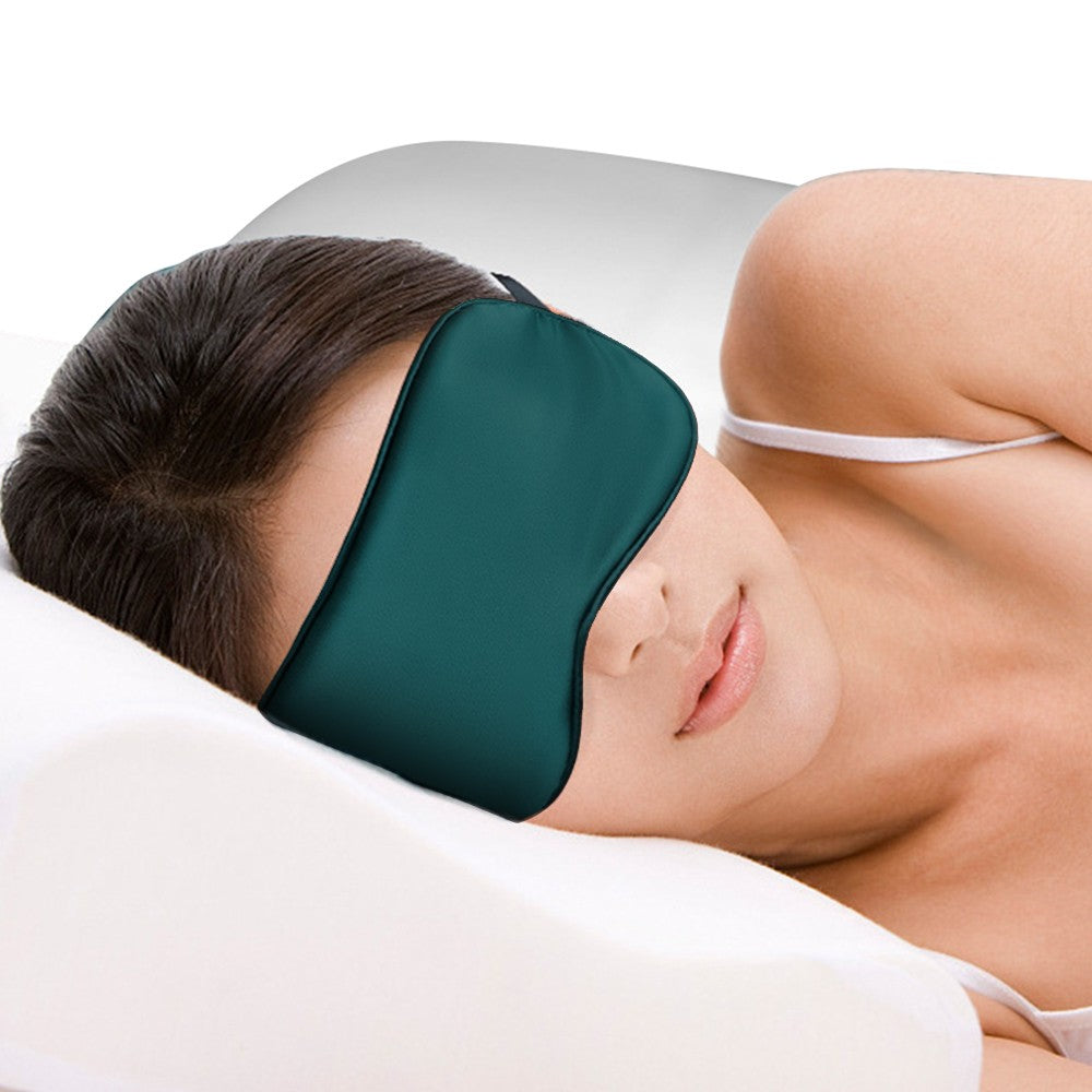 Adjustable Mulberry Silk Sleep Eye Mask Blindfold Travel Eye Mask with Bag Green