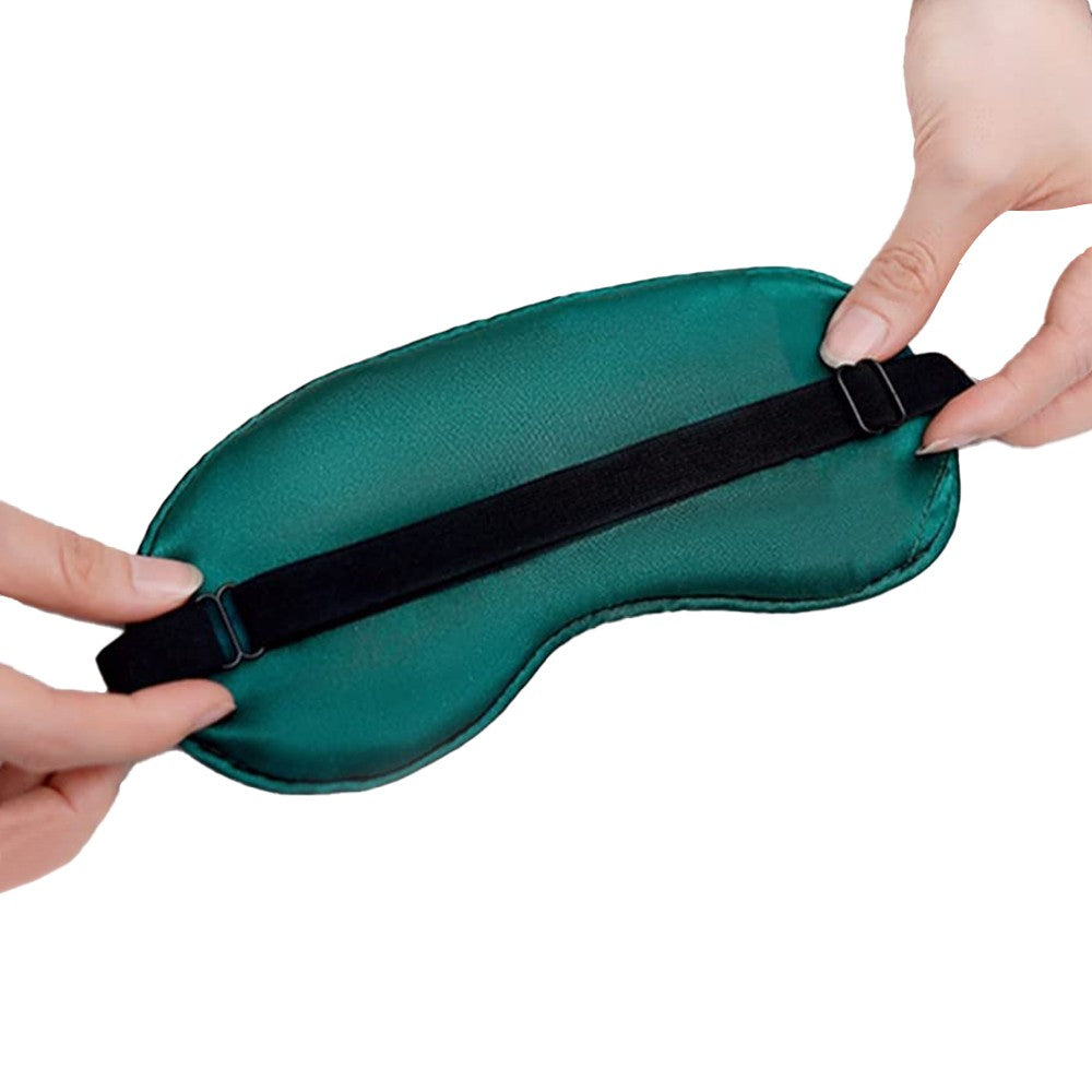 Adjustable Mulberry Silk Sleep Eye Mask Blindfold Travel Eye Mask with Bag Green