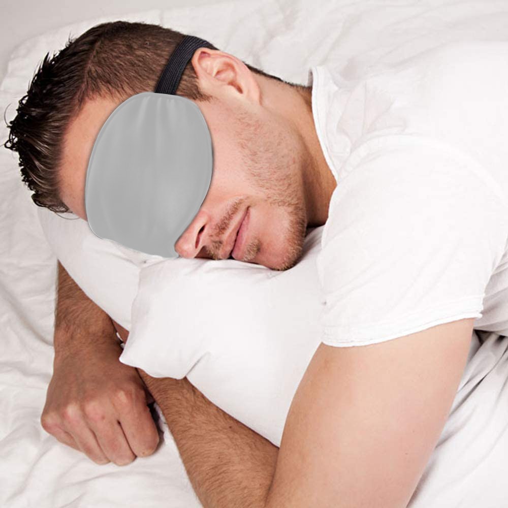 Adjustable Mulberry Silk Sleep Eye Mask Blindfold Travel Eye Mask with Bag Silver