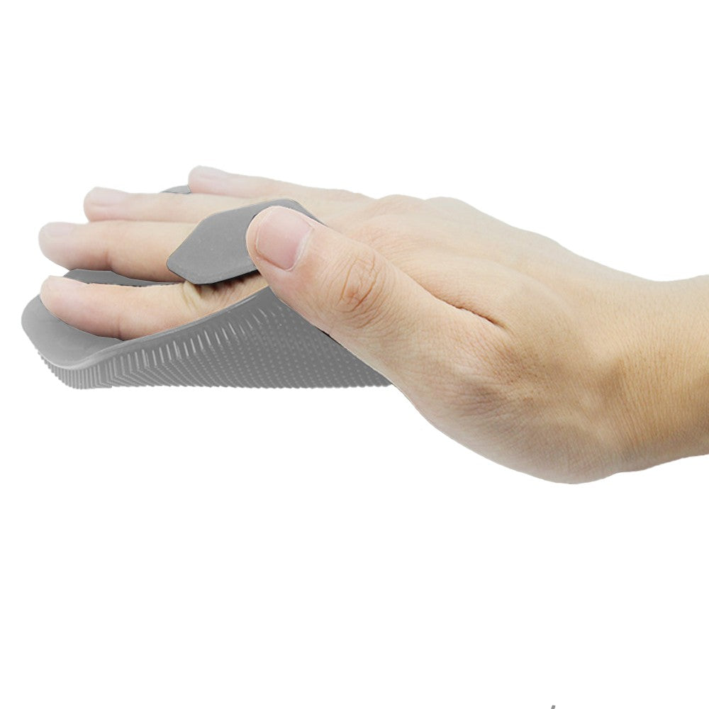 1 X Silicone Bath Brush Exfoliating Body Scrubber Shower Massage Brush Bathroom Accessory with Storage Hook Grey