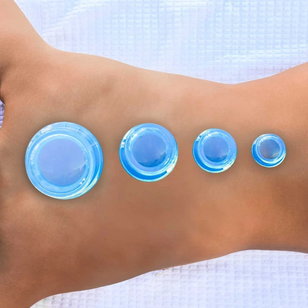 4Pcs Facial and Body Edge Cupping Therapy Set Clear Silicone Massage Cups for Cupping Therapy Blue