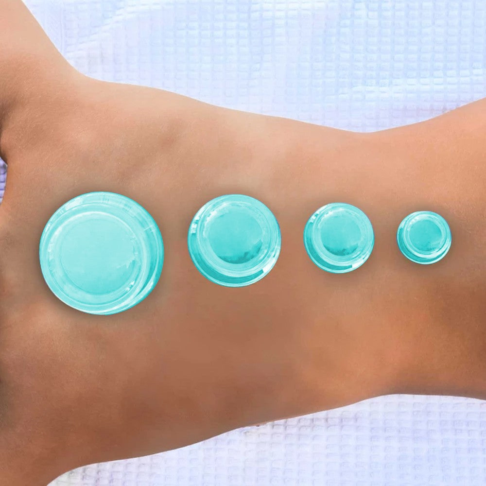 4Pcs Facial and Body Edge Cupping Therapy Set Clear Silicone Massage Cups for Cupping Therapy Green