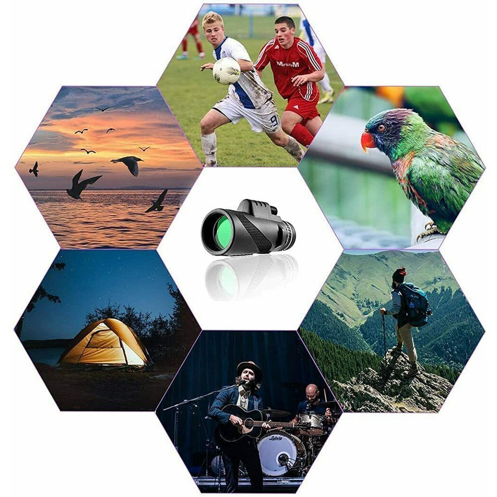 1 Set of 10-12X Magnification HD Monocular Telescope with Smartphone Clip and Tripod for Travel Hiking Scenery