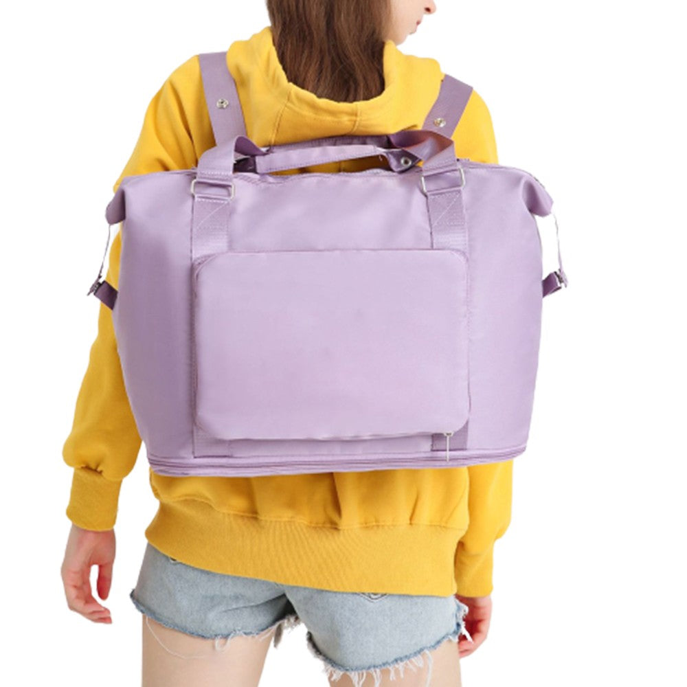 Large Capacity Foldable Travel Duffel Bag Collapsible Fitness Bag Water Resistant Handbag Backpack Purple
