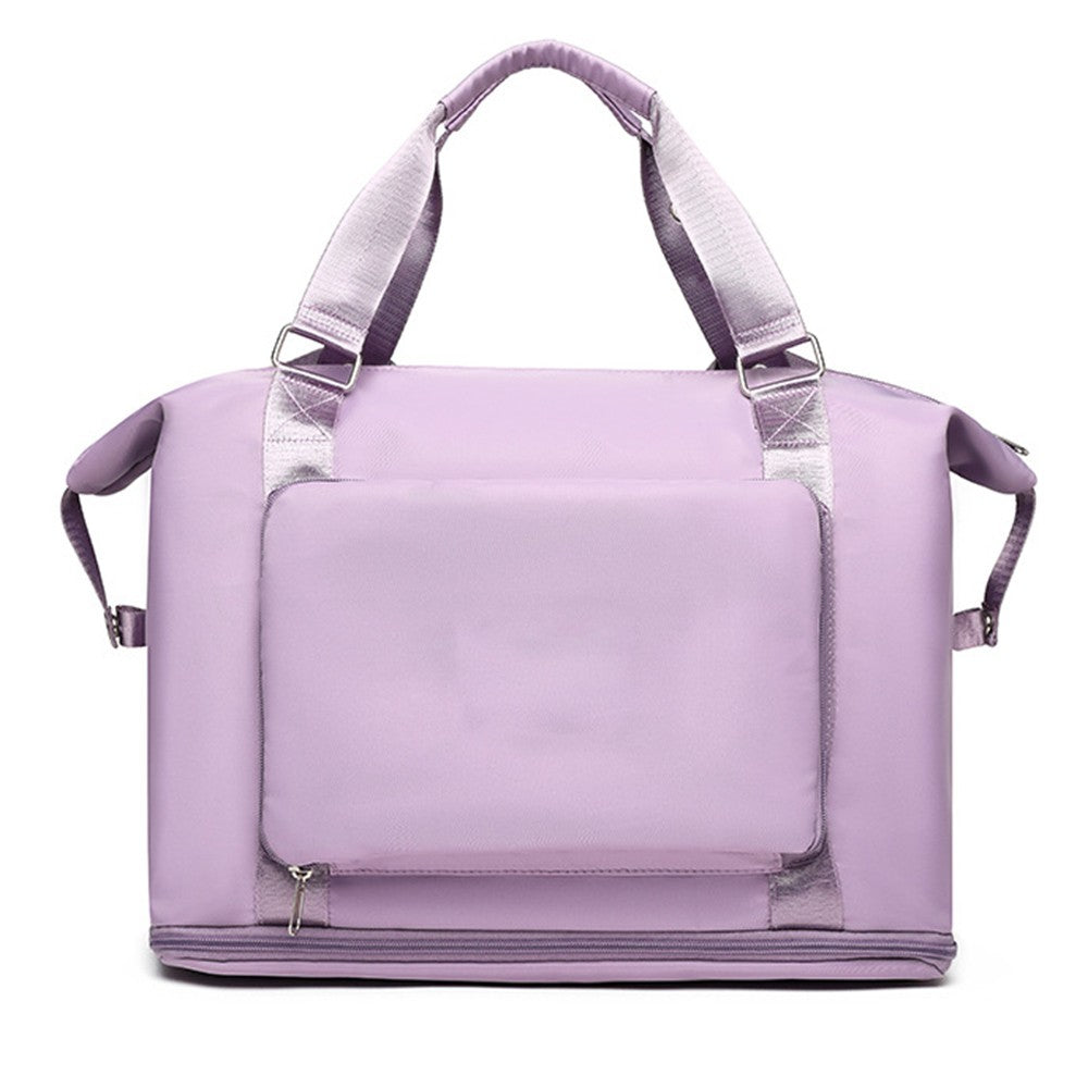 Large Capacity Foldable Travel Duffel Bag Collapsible Fitness Bag Water Resistant Handbag Backpack Purple