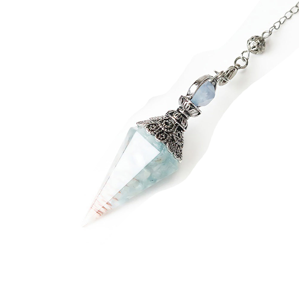 Resin Pendants Chakra Pendants Reiki Hexagonal Dowsing Pendulum Light Blue
