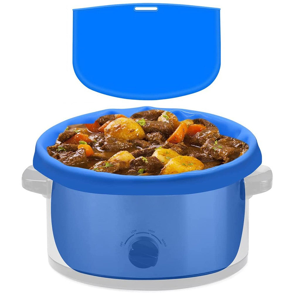 Silicone Slow Cooker Liners for 7-8 QT Crockpot Reusable Crock Pot Divider Cooking Bag Blue
