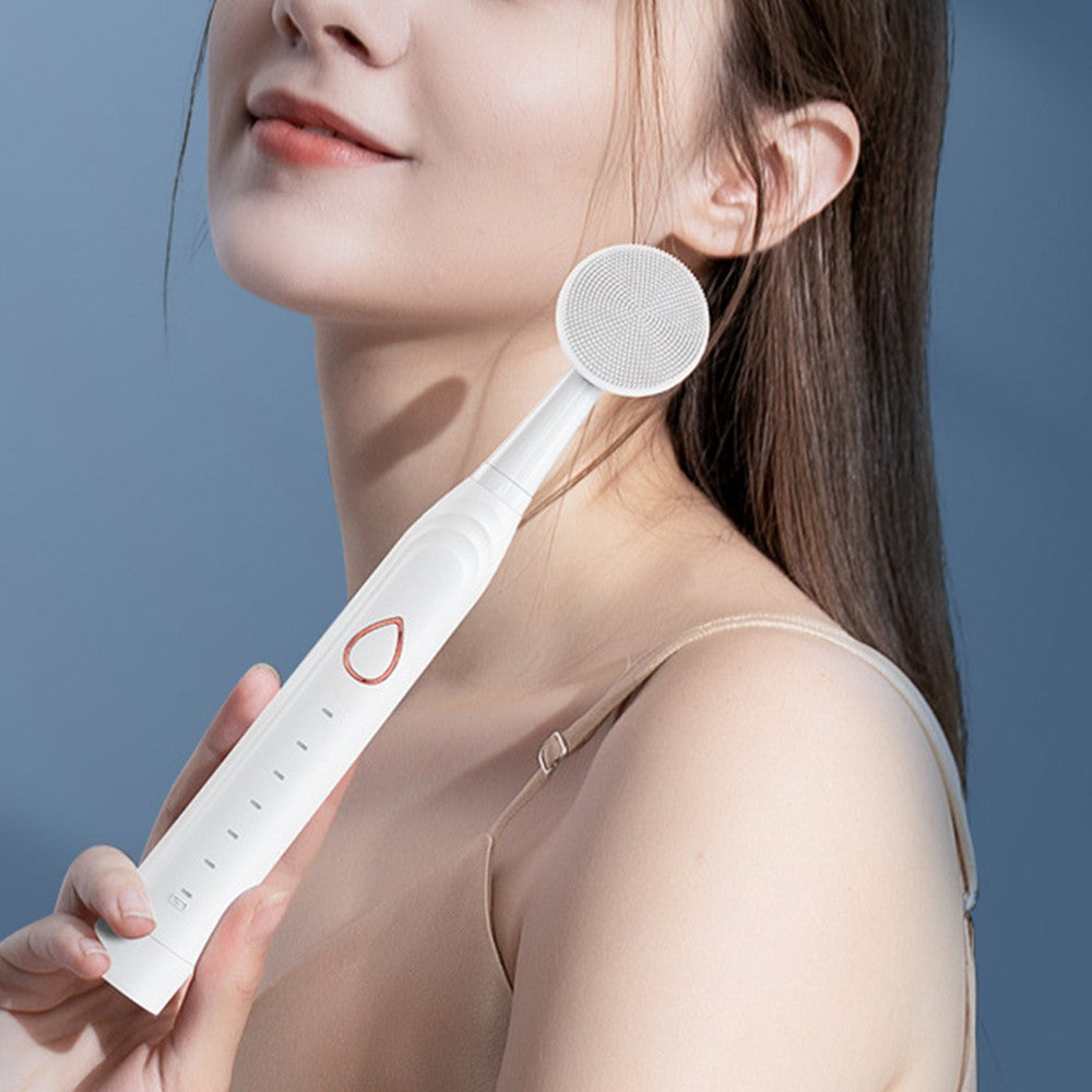 3 in 1 Multifunction Electric Toothbrush Rechargeable Smart Timer Cleaning Toothbrush with 5 Brush Head White