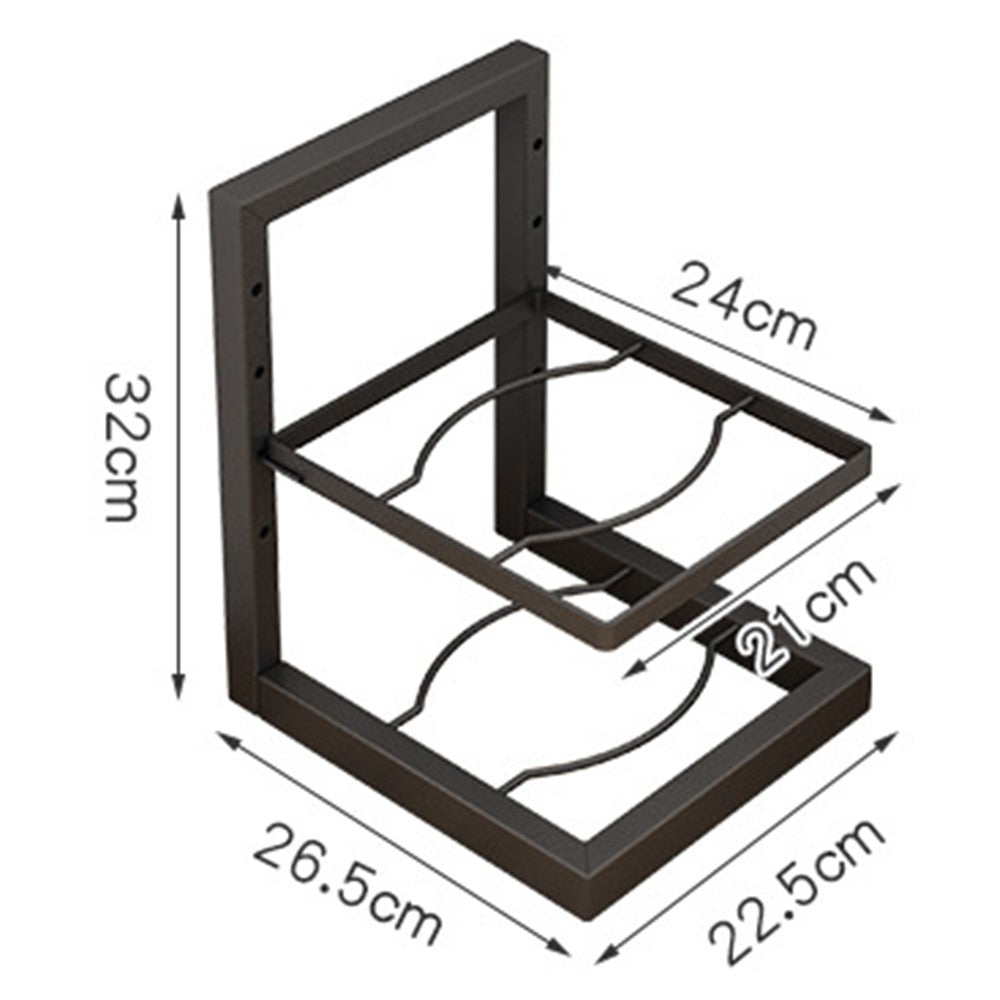 2-Tier Kitchen Frying Pan Organizer Holder Pot Storage Rack Cookware Shelf