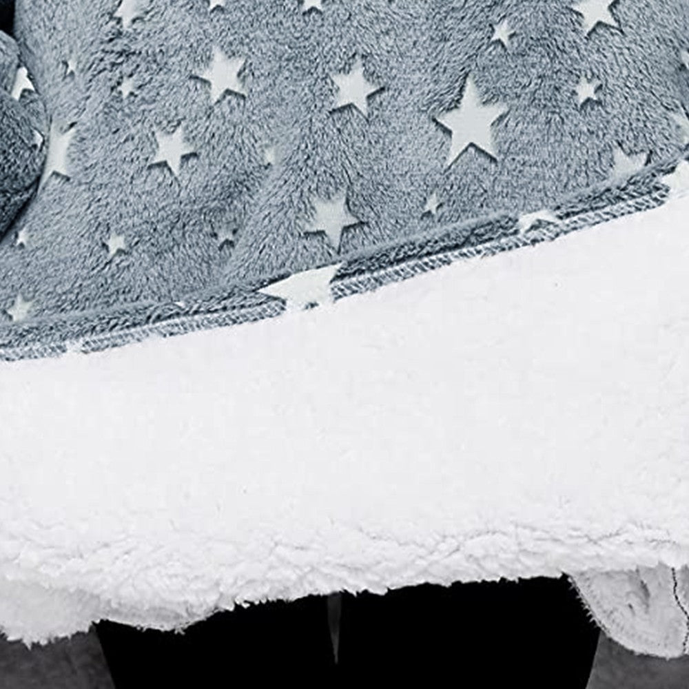 Glow in The Dark Unisex Hooded Blanket Sherpa Wearable Blanket Oversized Blanket Hoodie Blue
