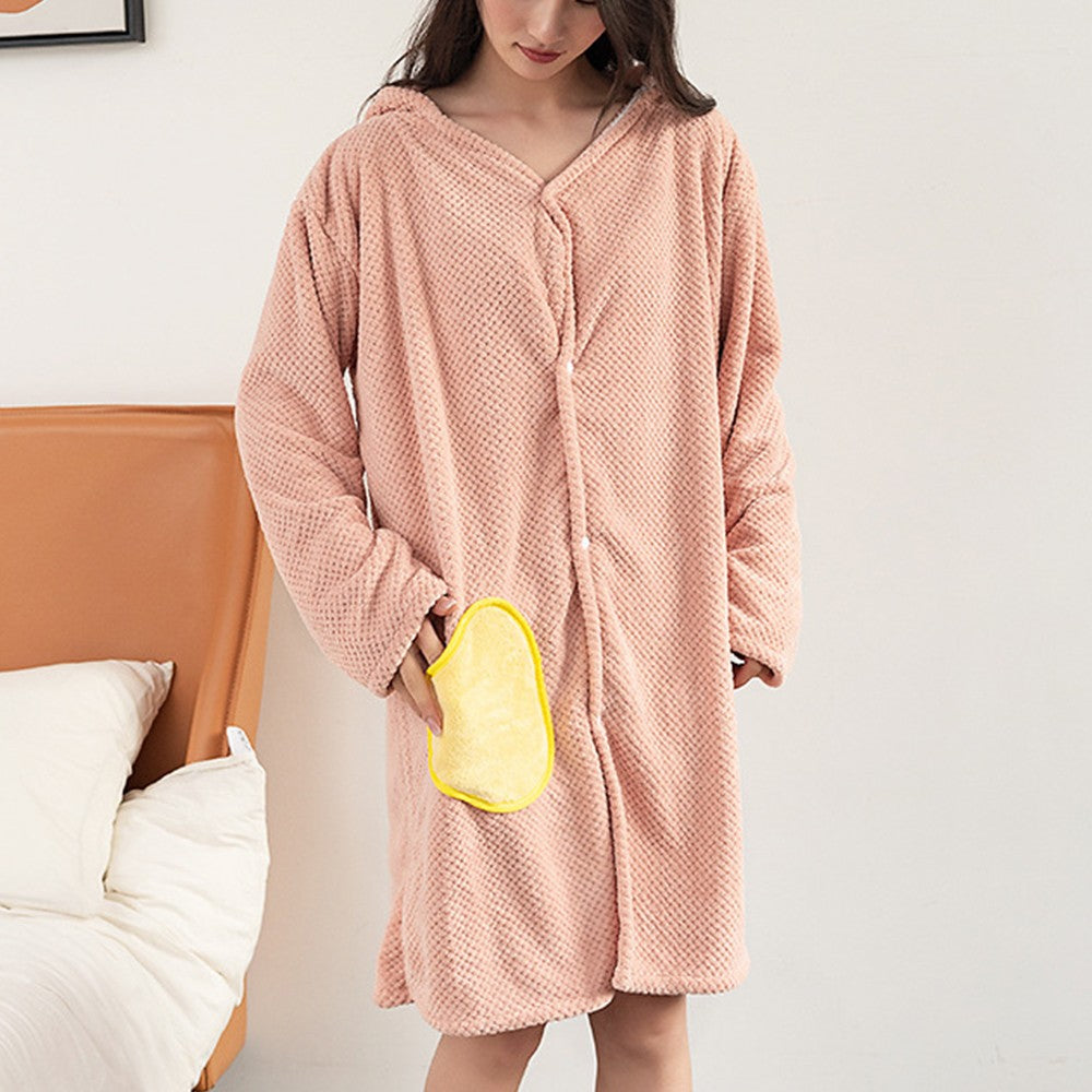 Wearable Bath Towel with Hood Oversized Beach Towel Swim Robe Poncho Pink