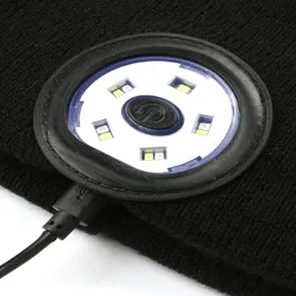 Bluetooth Beanie Hat Wireless Headphones Head Light Beanie Head Warmer Black