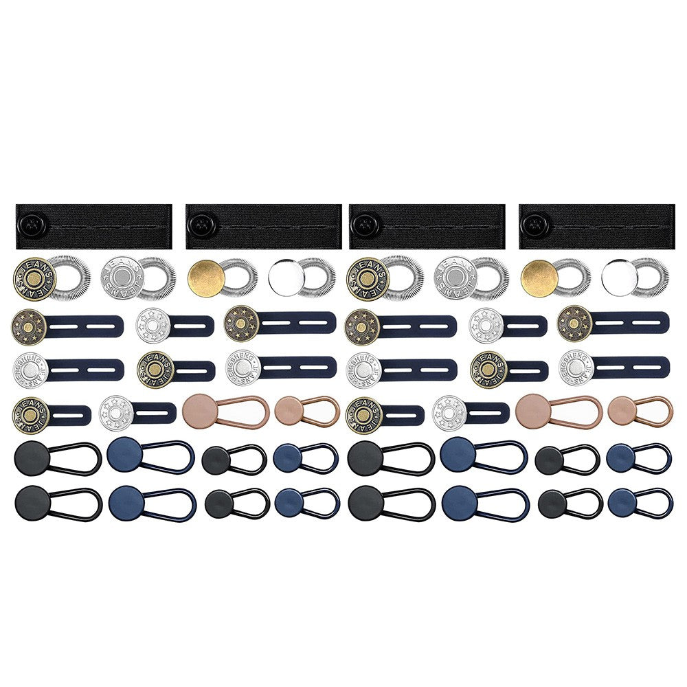 48Pcs Jeans Extender Button Elastic Waistband Extender Buckle Invisible Collar Extenders