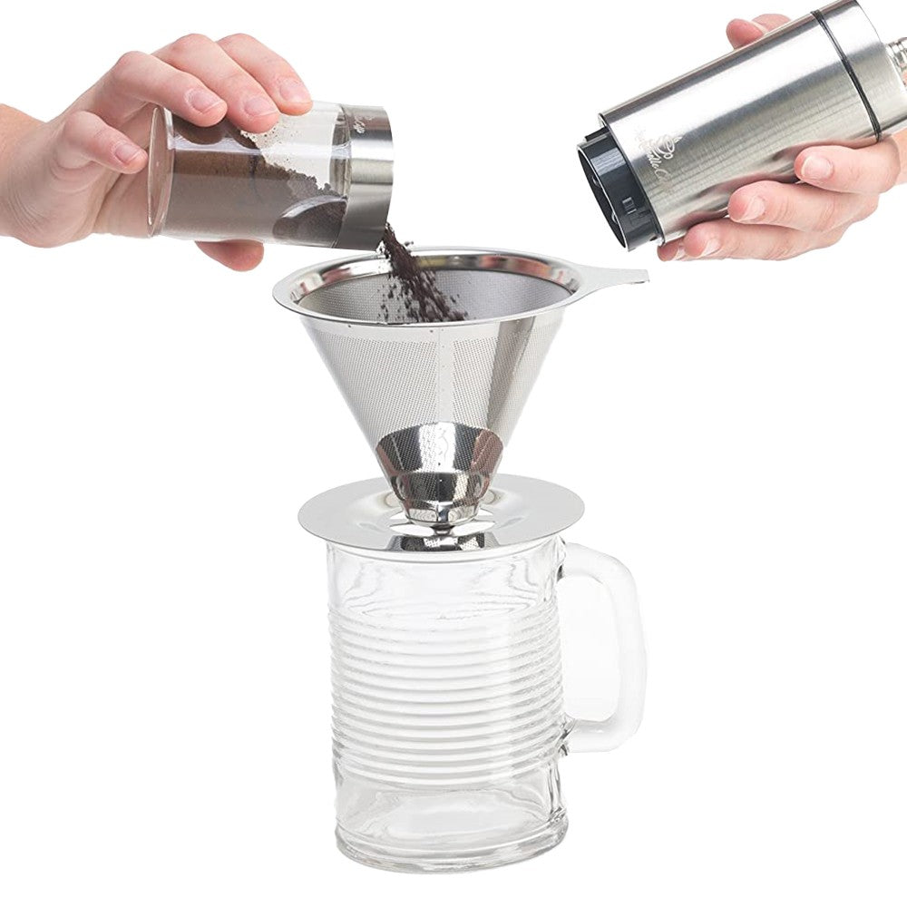13cm Pour Over Coffee Dripper Stainless Steel Drip Cone Coffee Filter Reusable Coffee Strainer Coffee Maker