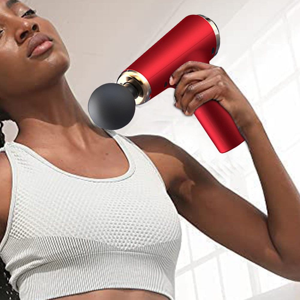 Portable Muscle Massage Gun Muscle Relaxing Massager with 4 Massage Heads Red