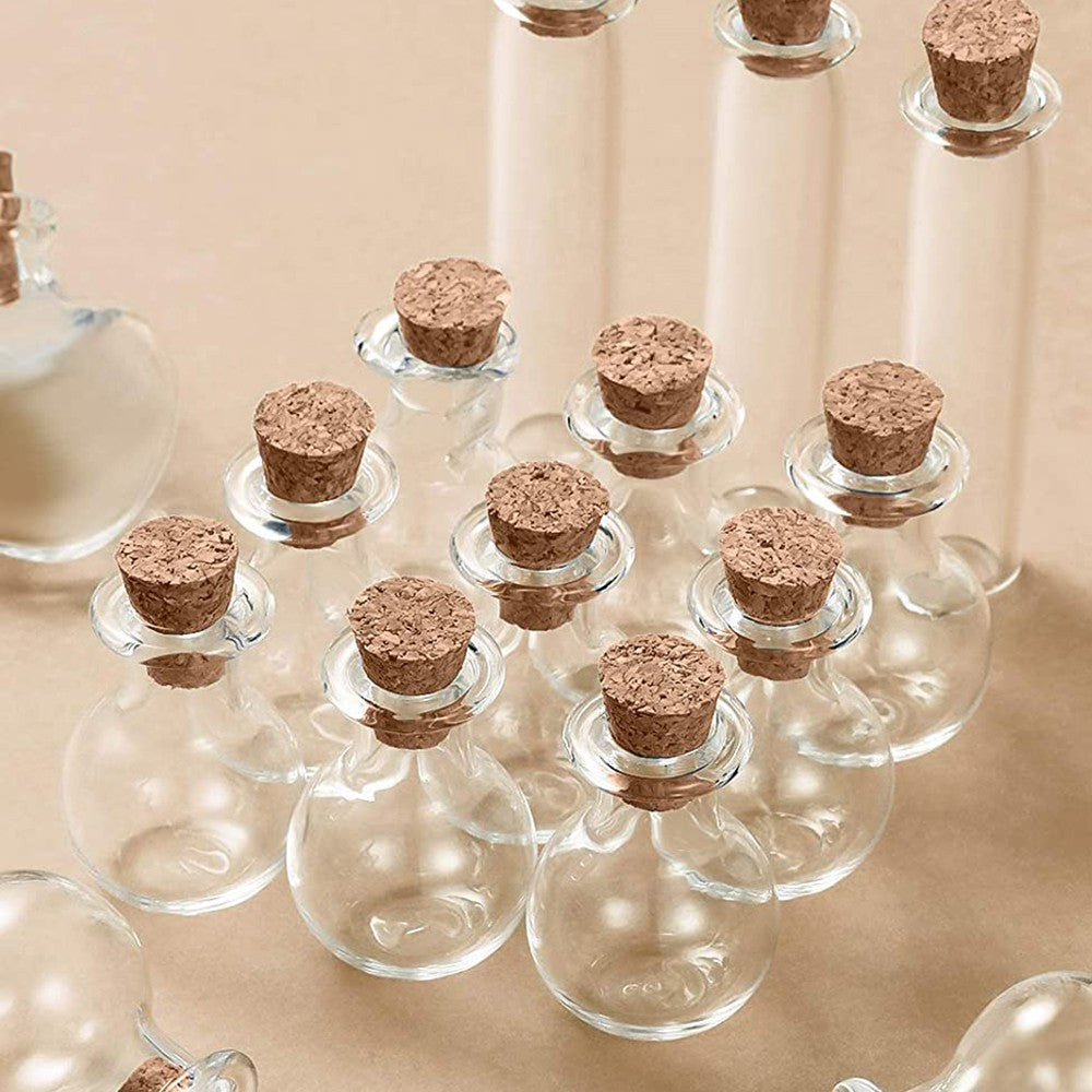 50Pcs Mini Jars with Cork Stopper DIY Tiny Glass Wishing Bottles Message Bottle Home Decor Set 1