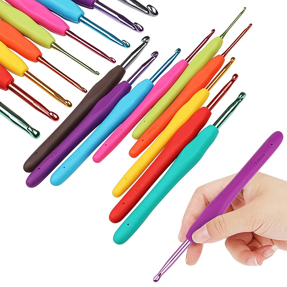 Set of 58Pcs Crochet Kit with Storage Bag Yarn and Knitting Accessories Set Crochet Hook Set Style 3