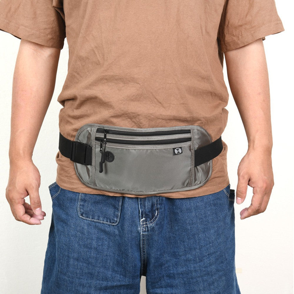 Money Belt Travel Passport Holder RFID Blocking Card Pouch Fanny Pack Waist Pack Light Grey