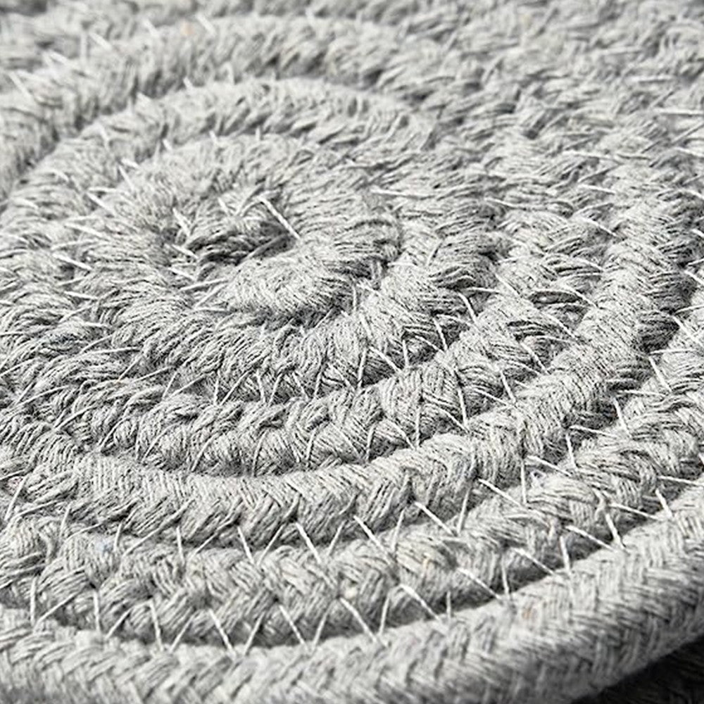 6Pcs Braided Drink Coasters Absorbent Coffee Cup Mats with Holder Light Grey
