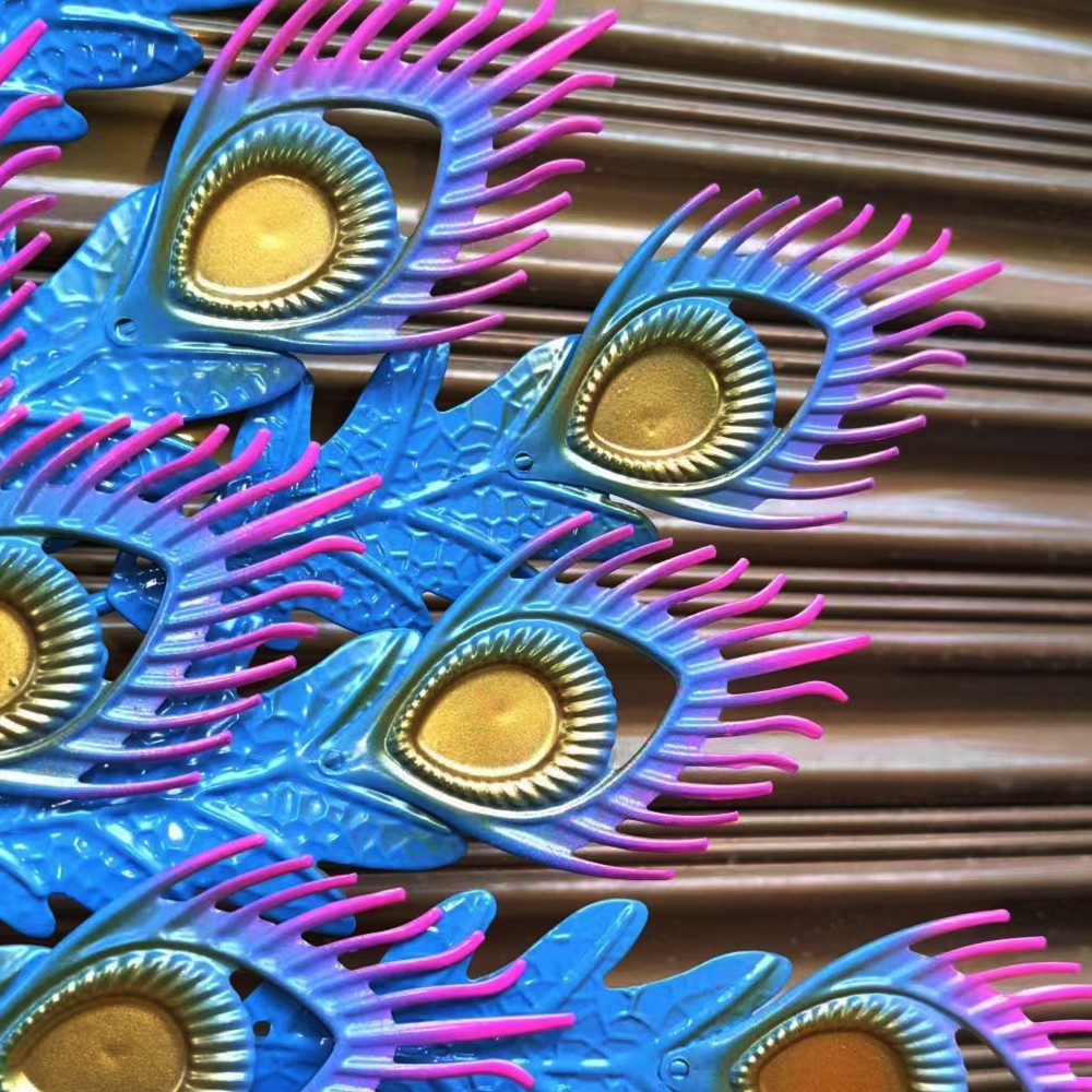 Metal Peacock Outdoor Sculpture Garden Animal Statue Lawn Art Ornament Blue