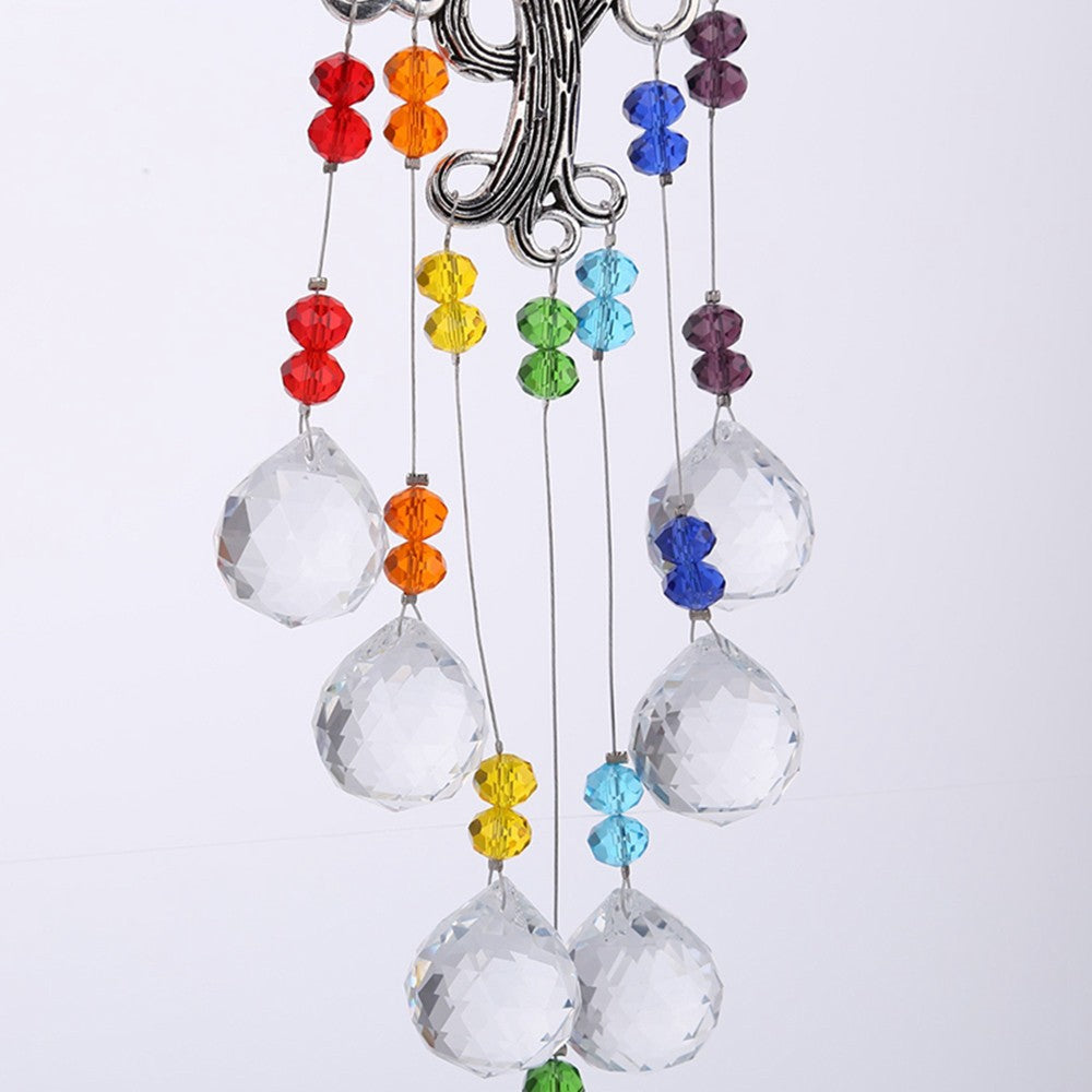 Hanging Suncatcher Colorful Glass Ball Prism Tree of Life Pendant Rainbow Makers Window Decor