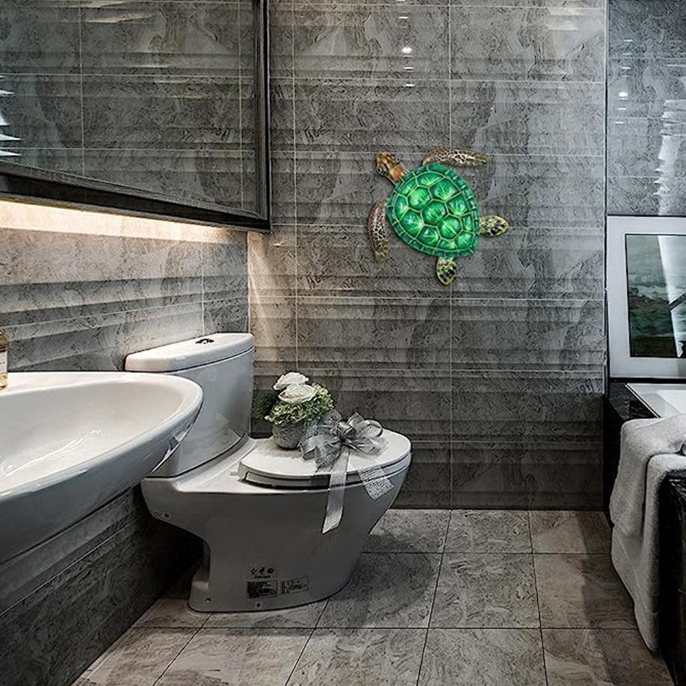 Metal Sea Turtle Wall Decor Hanging Sea Turtle Ornament Home Art Decor Green