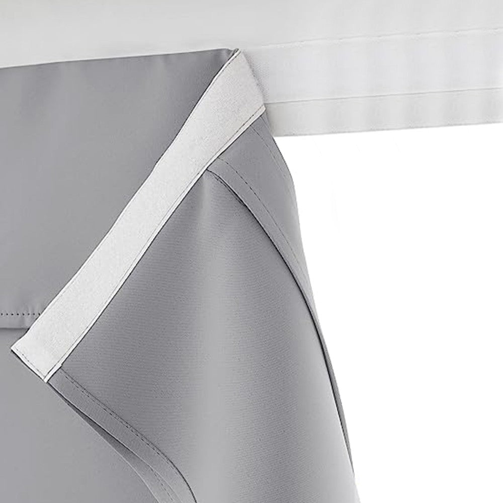 Pair of Self Adhesive Privacy Door Curtains Insulated Window Curtain Panel Light Grey