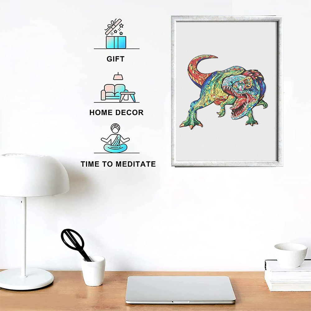 Dinosaur Shape Wooden Jigsaw Puzzles Kids Toy Home Decor Medium