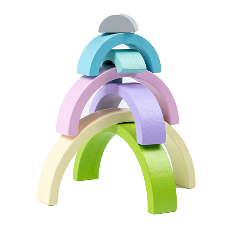 1 Set of Rainbow Stacker Nesting Puzzle Blocks Stacking Toys Kids Montessori Toys Macaron Color